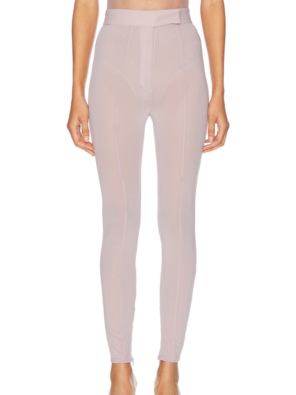 Alex Perry Slim High-Waist Leggings in Light Mauve